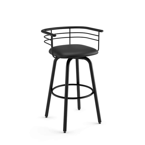 Amisco Turbo 26.25" Counter Height Swivel Stool - Charcoal Black Faux Leather/Black Metal