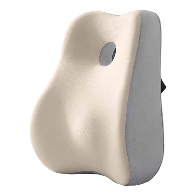Cojín de silla con respaldo bajo, almohada de apoyo lumbar, cómodo, ergonómico, alto Blanco Gris