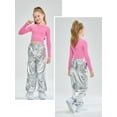 thumbnail image 3 of LOLANTA Girls Metallic Jogger Pants Shiny Jazz Street Hip Hop Dance Pants Convertible Leg Opening, 3 of 6