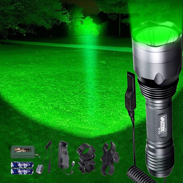 VASTFIRE 350 Yard LED Green Flashlight Long Range Tactical Torch lamp