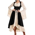 thumbnail image 3 of Jsaierl Women's Renaissance Layered Corset Dresses Flare Bell Sleeve Lace Up Bodice High Low Fairy Cosplay Costume, 3 of 6
