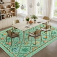 thumbnail image 2 of FairOnly 10'x13'Blossom & Grid Machine Washable Area Rug Pastoral Low Pile Non Slip Carpet for Modern Living Bedroom Decor,Green, 2 of 7