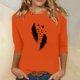 thumbnail image 1 of Heisall Women's Spring Autumn Tops 3/4 Sleeve Round Neck Casual Fashion Blouses Orange Festival Print Shirts, 1 of 4