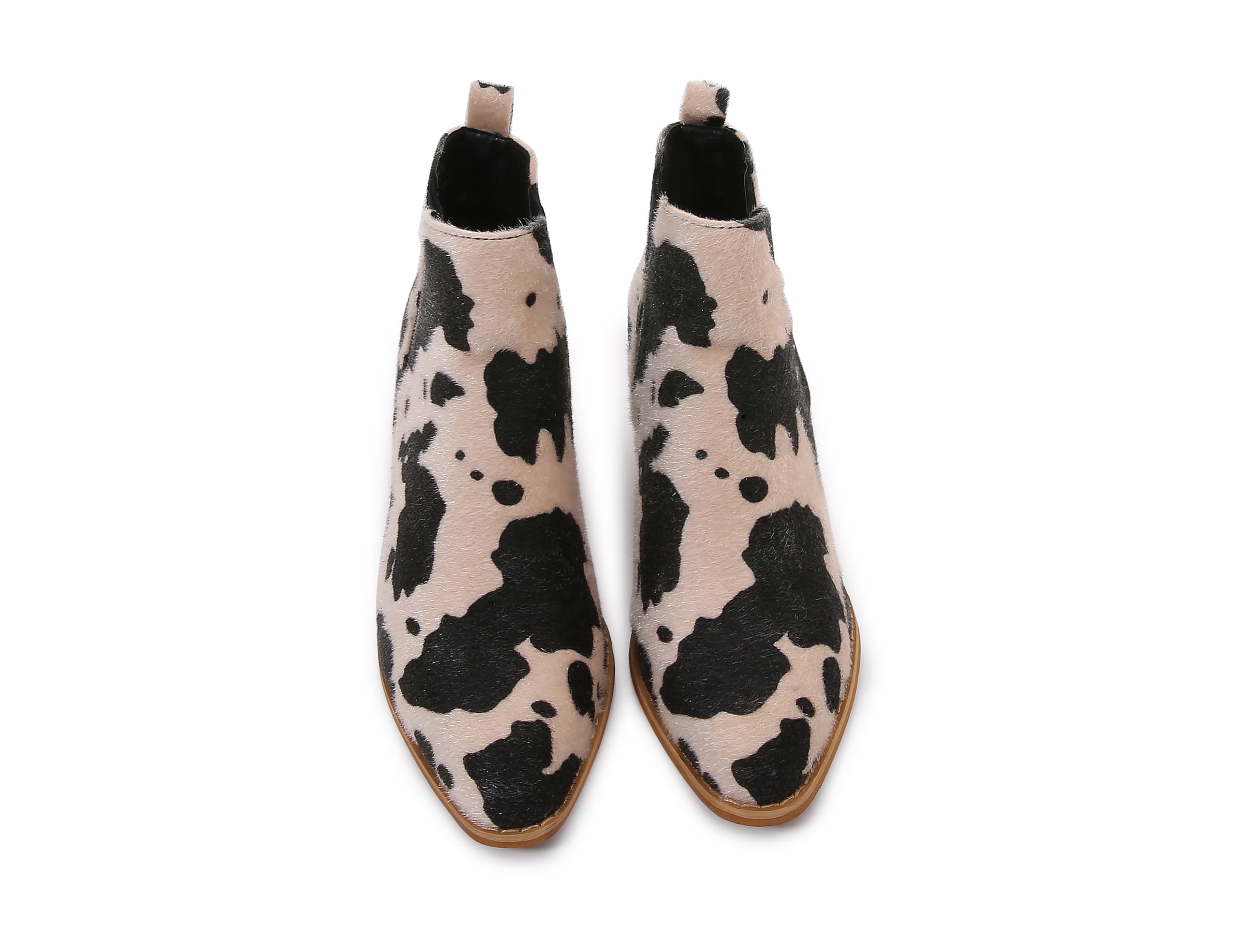 Wooden Heel Short Chelsea Ankle Boots (Cow Beige, 7)
