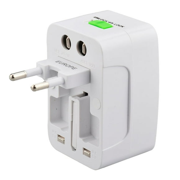 Adaptador De Viajes Universal, Protector De Aumento De White Incorporado US Au UK Eu Plug World World Power Enchip Adaptador Para 150 Países