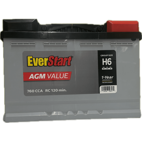 EverStart AGM Value Lead Acid 12 Volt Automotive Battery, Group Size H6, 760 CCA