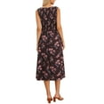 thumbnail image 3 of VESTIDO FLORAL SIN MANGAS REFINADO PARA MUJER, VESTIDO MIDI DE VERANO CON ESCOTE CUADRADO, VESTIDO FLUIDO CON BOLSILLOS XL, FLORES ROJAS Y MARRONES, 3 of 6
