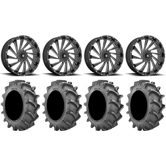MSA Blade 18" Wheels Milled 35x9.5 (8ply) BKT 171 Tires Can-Am Commander Maverick Renegade Outlander Defender