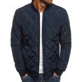 thumbnail image 1 of Mikilon Men Solid Casual Stand-up Collar Zipper Diamond Stitched Pocket Jacket Coats, 1 of 4