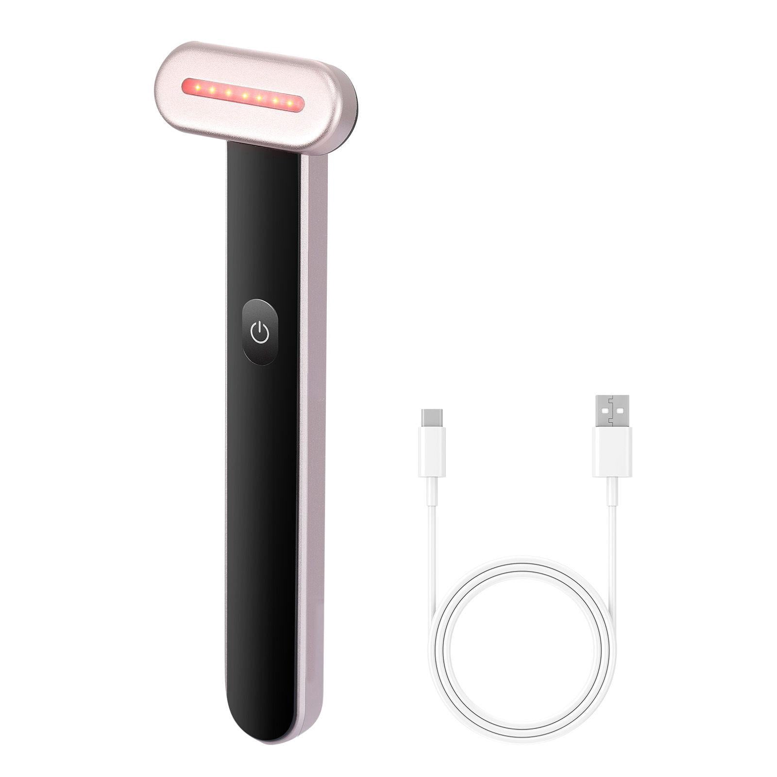 Portable 3-in-1 Red Light Therapy Wand for Face and Neck with Heating and Vibration Massage