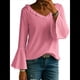 thumbnail image 3 of Blusa de Mujer con Volantes, Mangas 3/4, Cuello en V, Informal, para Negocios, y Verano Rosa XXL, 3 of 6