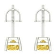 thumbnail image 4 of 1 Ct Princess Cut Studs Yellow Crystal 14K White Solid Gold Everyday Dainty Earrings Screw Back, 4 of 7
