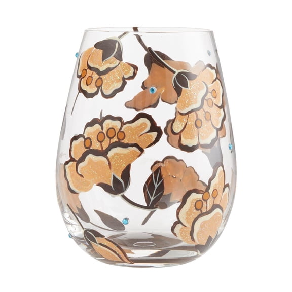 Enesco Designs by Lolita Jungle Beauty Hand-Painted Artisan Stemless Wine Glass, 20 Ounce, Multicolor