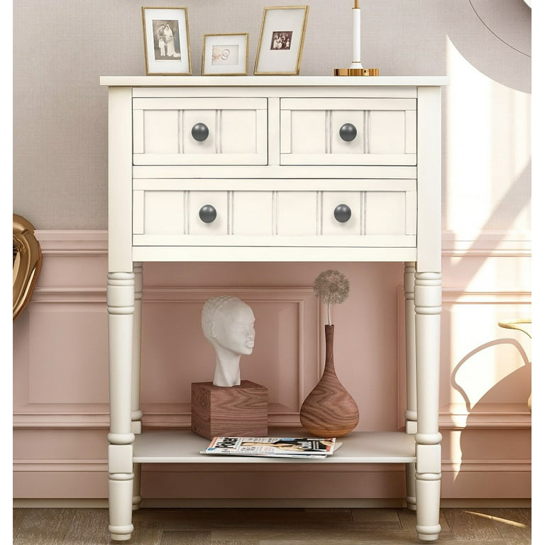 Console Table with Drawers, SEGMART 23 Small Sofa Table White Entry Table  with Storage, Wood Entryway Table with Shelf, Small Console Table for Small  Spaces Living Room Entryway Hallway Foyer, H1056 