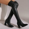 thumbnail image 5 of Xfvqtps Boots for Women High Heel over the Knee Pointed Toe Thigh High Booties Chunky Heel Stretch Fashion Boots for Fall Winter Outfit Black, 5 of 7