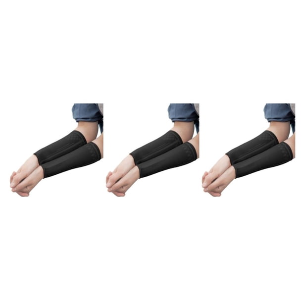 Wosthever 2 piezas de coderas deportivas voleibol bádminton manga de brazo de compresión mujeres hombres Fitness Brace soporte de muñeca negro Type1 NO1