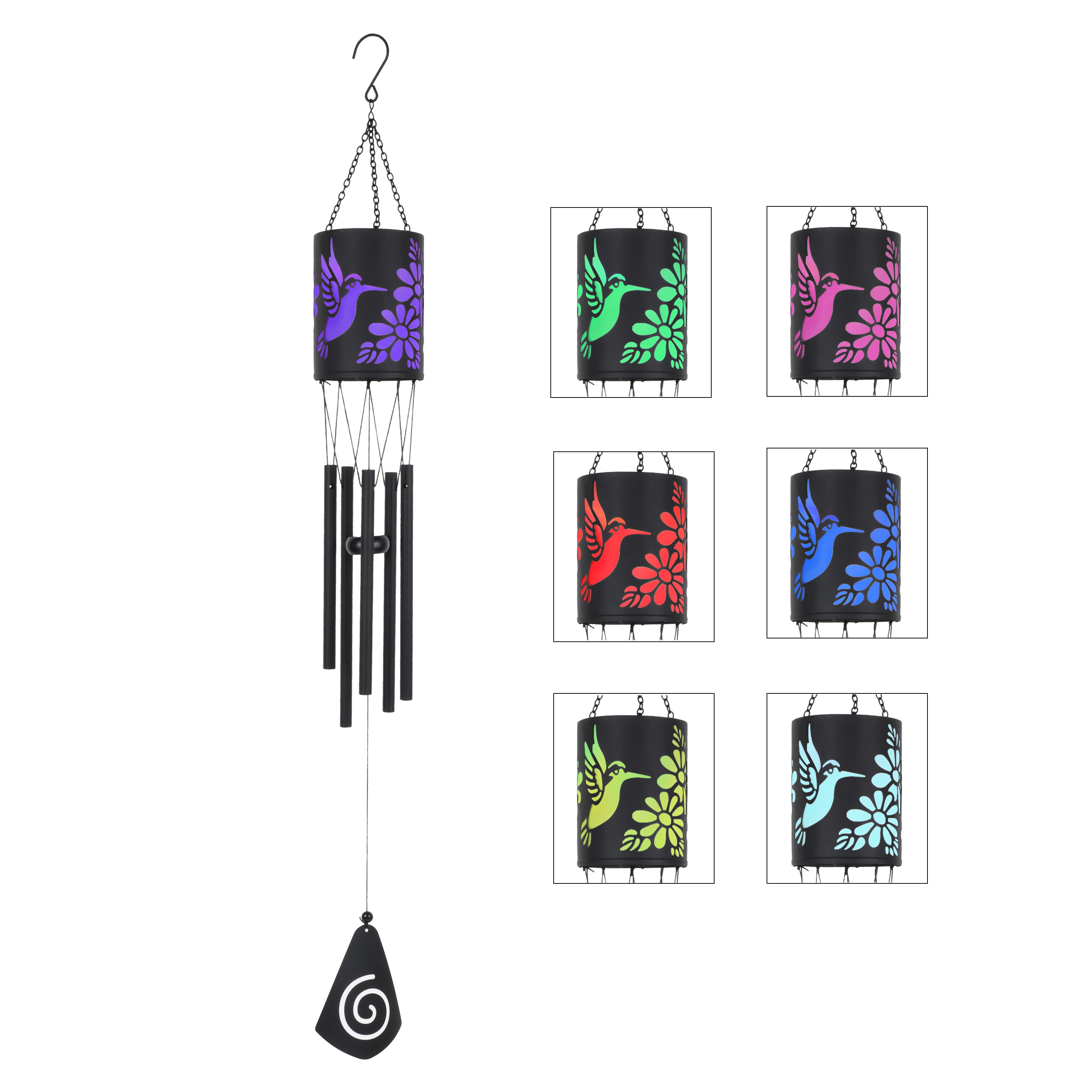 Mainstays 37” Black Metal Outdoor Wind Chime with Solar Mainstays 37” Black Metal Outdoor Wind Chime with Solar