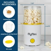 MyMini 8-Cup Hot Air Electric Popcorn Popper and Bowl, 800W, White and Yellow