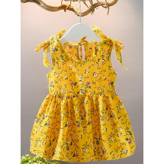 URMAGIC Kids Baby Girls Floral Strap Princess Dresses Summer Sleeveless Dress,1-5Y