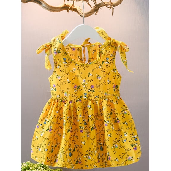 URMAGIC Kids Baby Girls Floral Strap Princess Dresses Summer Sleeveless Dress,1-5Y