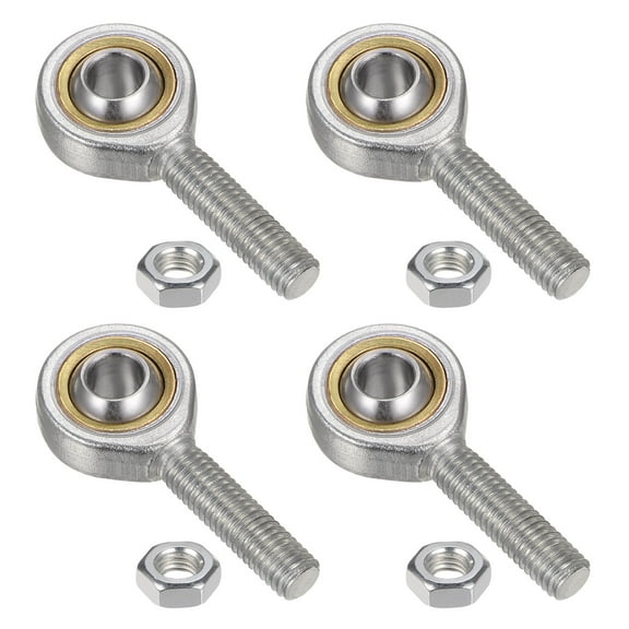 4 Packs SA8T/K 8mm Rod End Bearing M8x1.25 Male Left Hand Thread, Self-Lubricating Rod End Joints with Jam Nut