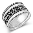 thumbnail image 1 of Thin Bali Weave Rope Wide Ring .925 Sterling Silver Band Jewelry Female Male Unisex Size 10, 1 of 4