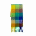 thumbnail image 6 of Scarf AC Warm Rainbow Plaid Tassel Autumn Winter Warm Soft Scarf Shawl, 6 of 10