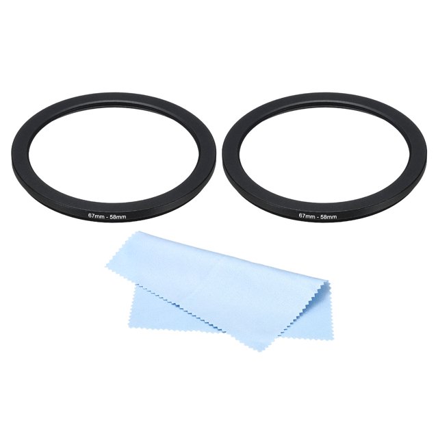 Unique Bargains 67mm-58mm Metal Step Down Ring with Cleaning Cloth, 2 Pack Camera Lens Filter Aluminum Adapter Ring