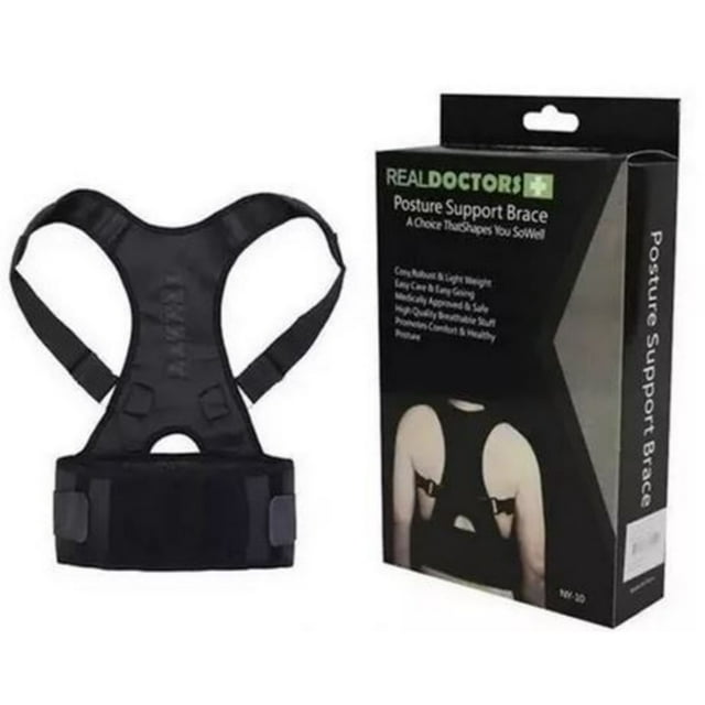 Corrector de postura unisex con imanes, color negro, talla SM