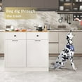 thumbnail image 5 of Trash Cabinet Double Tit Out Trash Bin, Dog Proof Hideaway Tilt Out Can Holder with Two Drawers, Free Standing Recycling for Kitchen Living Room White, 5 of 14