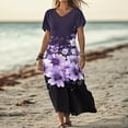 thumbnail image 2 of Sexlip Womens Maxi Dress Short Sleeve Floral Design Light Fabric Flowy Silhouette for Beach Leisure Blue XL, 2 of 5