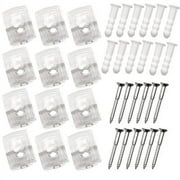 Topzone 1/4" inch heavy duty 25 pound crystal clear plastic mirror holder clips, pack of 12 pieces