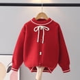 thumbnail image 4 of Girls Bow Sweater Cute Crew Neck Pullover for Kids Girls Christmas Birthday Sweaters Red 5-6 Years, 4 of 6