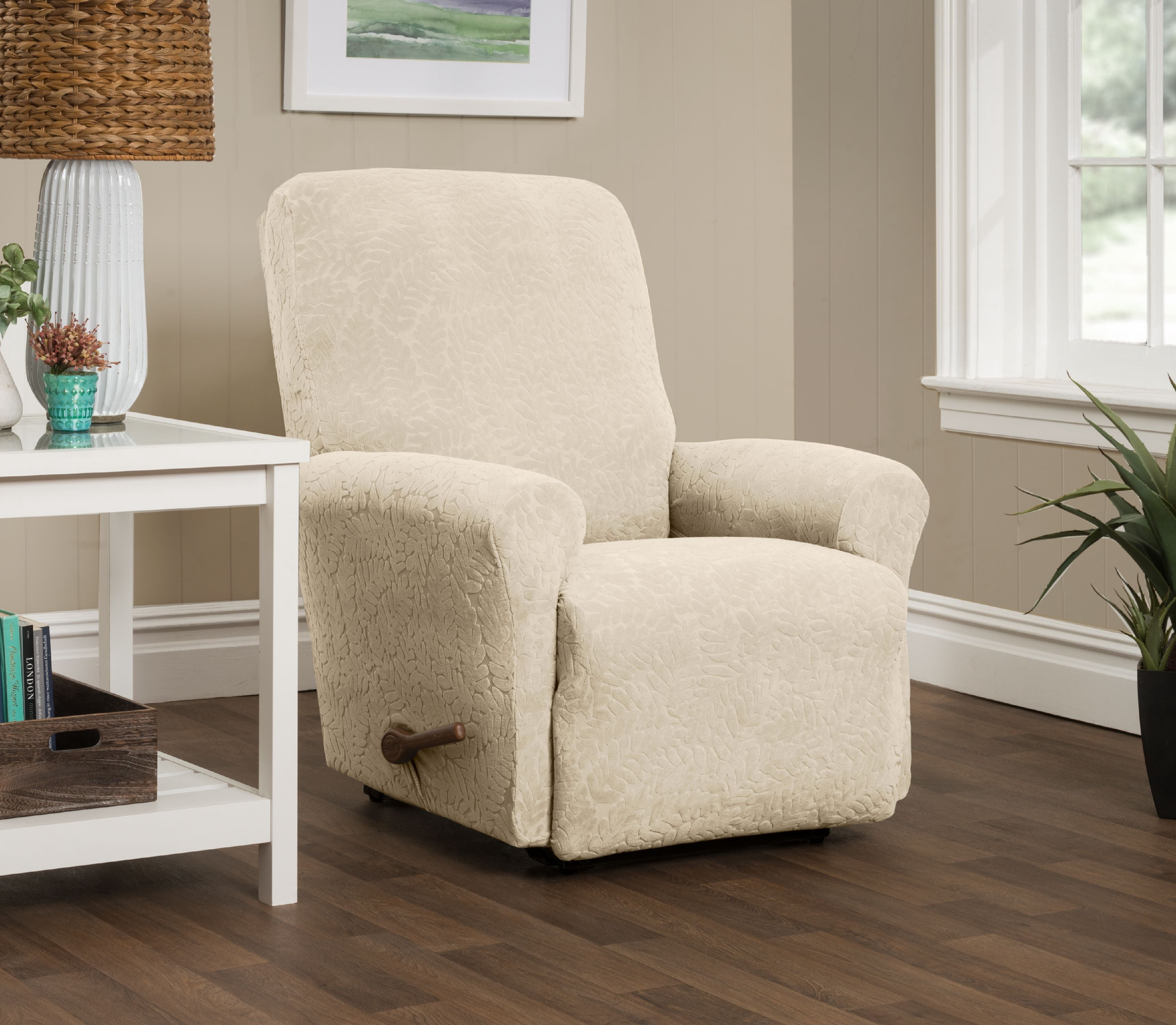 Stretch Sensations 4-Piece Stretch Fernwood Recliner Slipcover, Natural