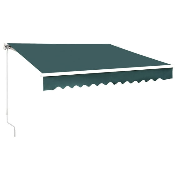 MCombo12x10 FT Manual Retractable Patio Window Awning Commercial Grade - Quality 100% 280G Polyester Green Sunshade Shelter Outdoor Canopy Aluminum Frame