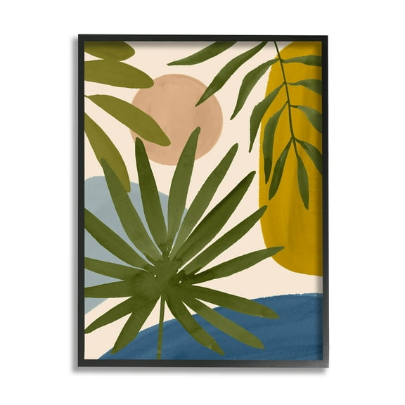 Stupell Industries Various Palm Leaves Geometric Graphic Art Black Framed Art Print Wall Art, Design by Victoria Barnes