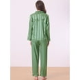 thumbnail image 3 of DARING DIVA Women's Satin Stripe Button Down Pajama Sets XS Bright Green, 3 of 5