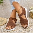 thumbnail image 2 of Womens Wedge Chunky Platform Sandals Firm Knit Upper Memory Foam Shoes Lightweight Summer Athletic Walking Sneakers Brown Size 7.5, 2 of 6