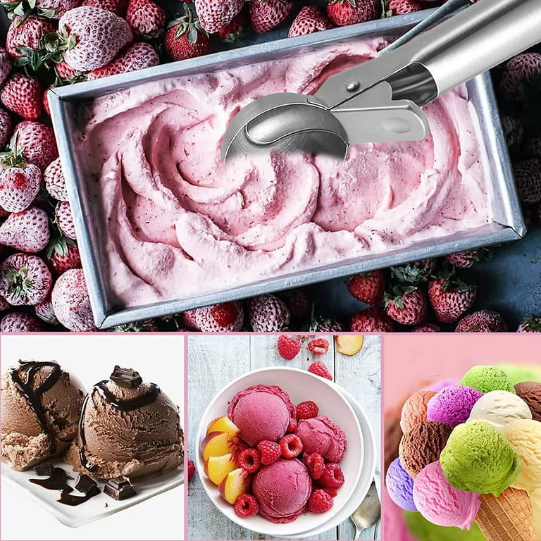 Large Ice Cream Scoop, Premium Stainless Steel Ice Cream Scooper with  Trigger, Comfortable and Anti-Freeze Handle, Icecream Scoop Spoon Perfect  for