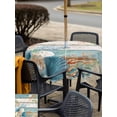 thumbnail image 6 of Square Outdoor Tablecloth with Umbrella Hole Teal Brown Beach Coastal Table Cloth Waterproof Patio Table Cover Summer Nautical Coral Shell Botanical Vintage Zipper Tablecloths for Picnic 54x54 Inch, 6 of 8