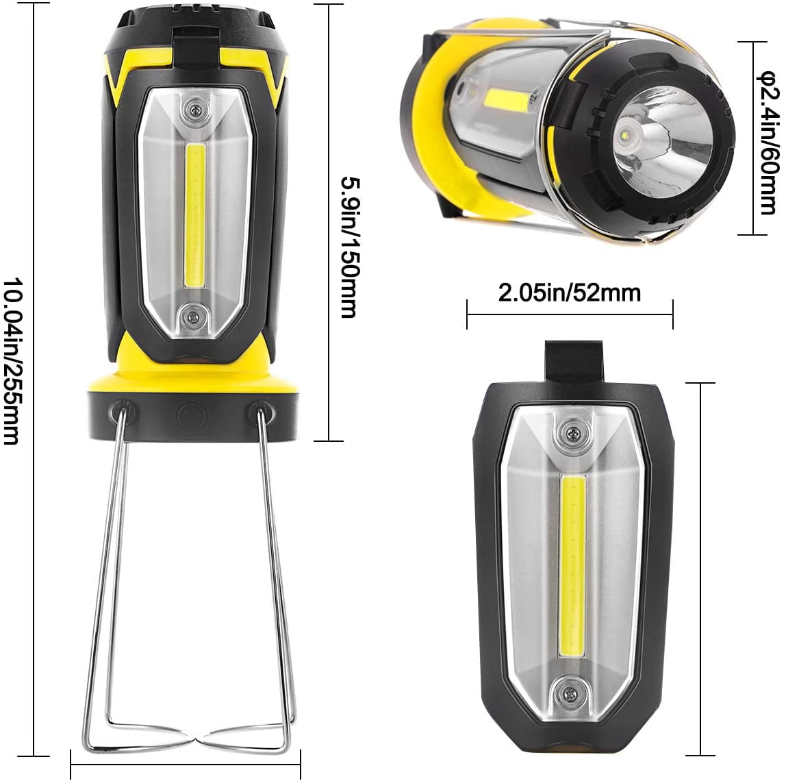 Portable 6 Mode Usb Powered Led Camping Lantern Super Bright 1000Lm Foldable Waterproof Suitable For Hiking, Camping, Fishing, Emergencies, Blackouts
