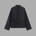 thumbnail image 4 of Miqool Women's Mandarin Collar Shirt Jacket Vintage Long Sleeve Button Knot Closure Lightweight Coat with Pockets, 4 of 7