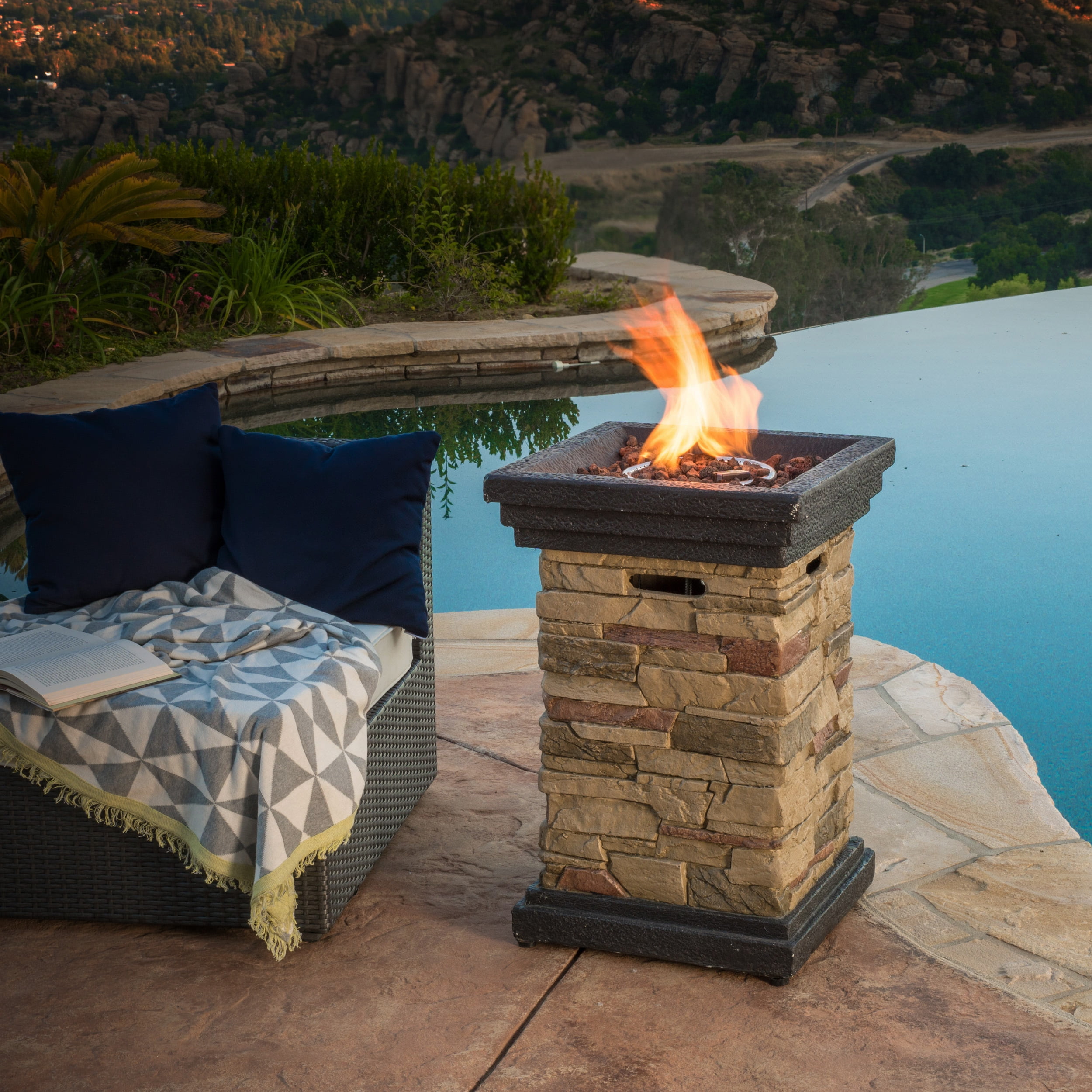 Fox 19 50 Mgo Fire Column 40 000 Btu Natural Stone Walmart Com Walmart Com