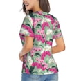 thumbnail image 3 of Xecao Orchids Flowers for Women's V-Neck T-Shirts-Elegant Half-Sleeve Tops Perfect for Summer-Large, 3 of 5