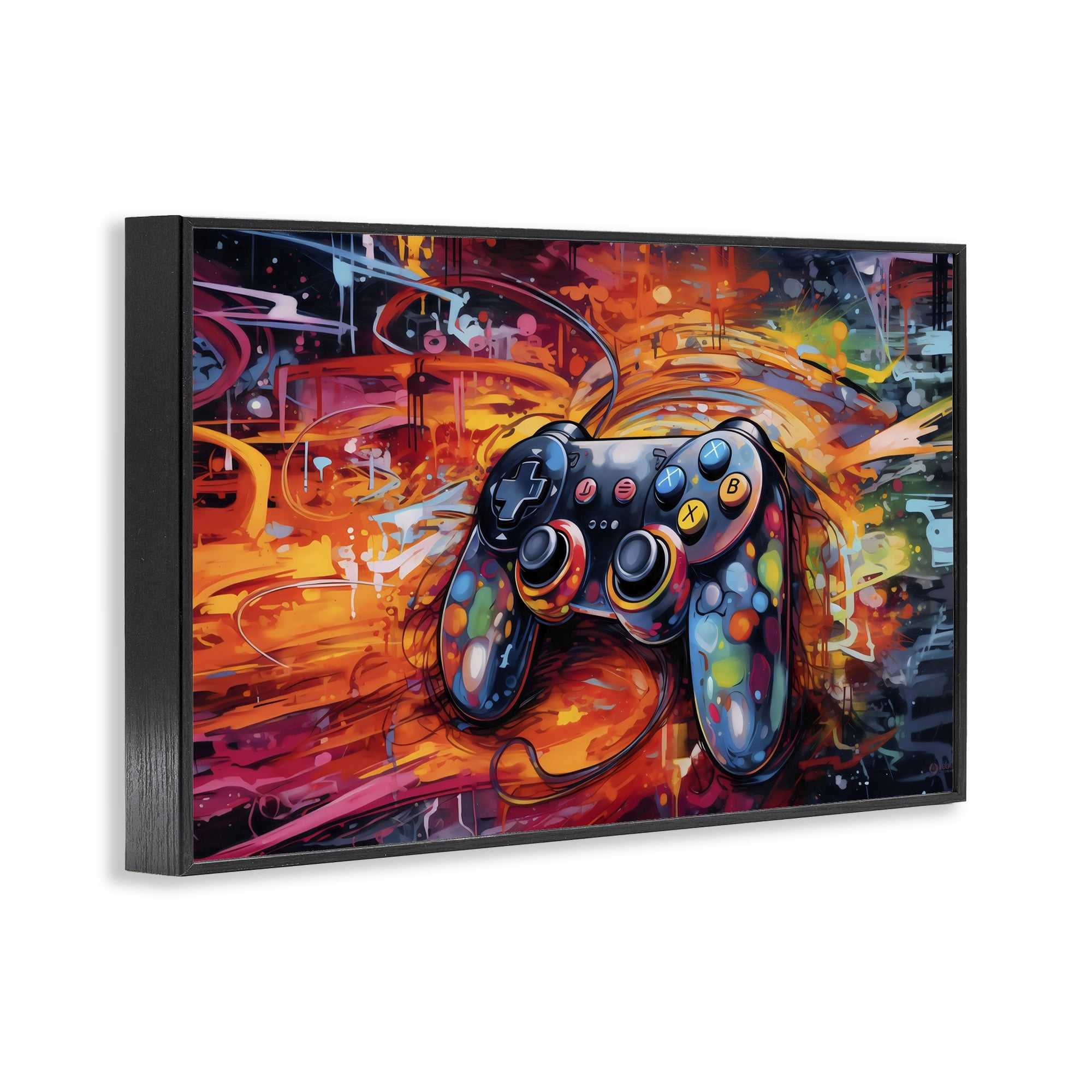 Stupell Industries Gaming Swirl Controller Energy Black Framed Giclee Art, design by Creative Studio