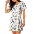 thumbnail image 2 of Xecao Cartoon Space for Women's Loose Nightgown Sleepwear Short Sleeves Shirt Casual Print Sleepdress, 2 of 6