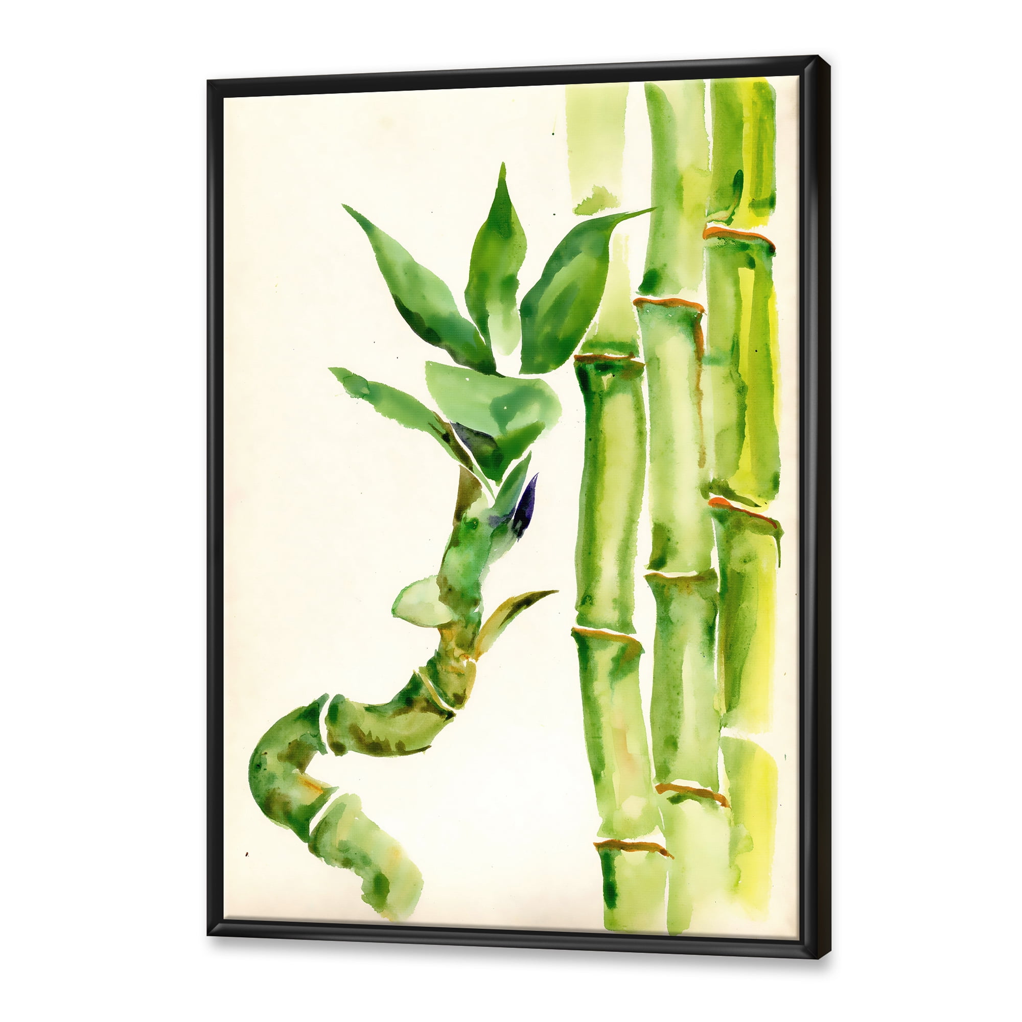 Designart 'The Forest of Bamboo Branches VI' Tropical Framed Canvas Wall Art Print