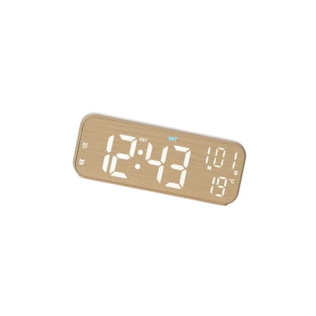 NANMELX Wood Grains Digital Alarm Clock With Large LED Display Brightness Adjustment Ambients Lighting Temperature Display