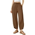 thumbnail image 2 of Wensltd Women Solid Color Baggy Wide Leg Pants Casual Elastic Waist Pocket Pants, 2 of 9