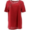thumbnail image 1 of DG2 Diane Gilman T-Shirt Brodé à Manches Courtes Rouge L Neuf 654-859, 1 of 2